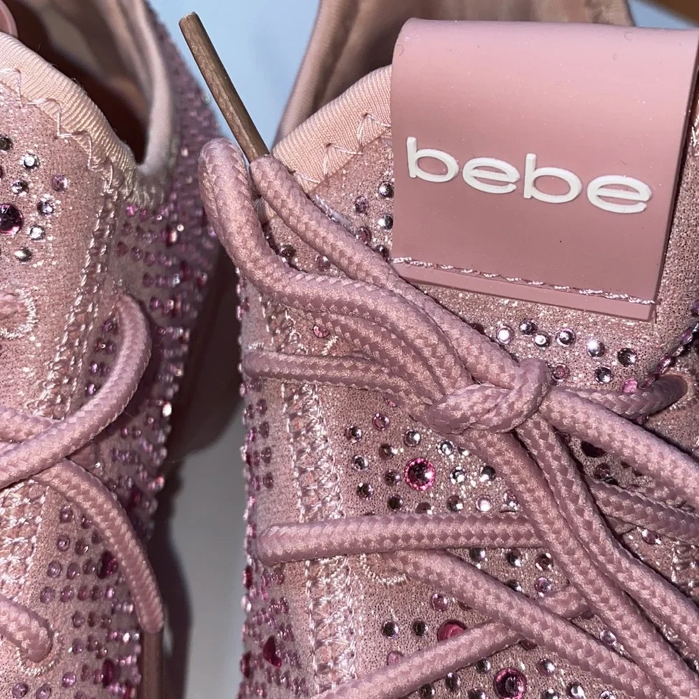 BEBE Pink Rhinestone embellished sneakers 8.5 New - Picture 8 of 10